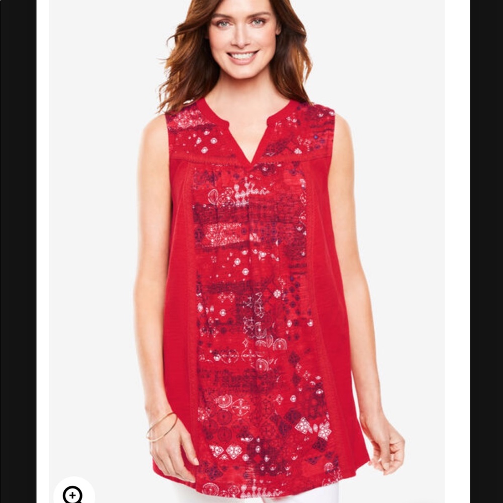 Woman Within Sleeveless Notch-Neck Tunic